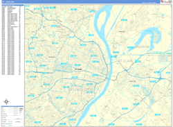 St. Louis Wall Map Basic Style 2024